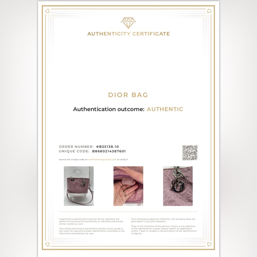 Lady Dior Pink Cannage bag w/ shoulder strap and COA - Picture 16 of 17